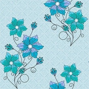 Pattern of Blooming Blue Petunias
