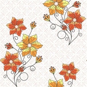 Pattern of  Blooming Orange Petunias