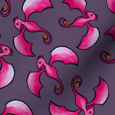 Watercolor Dragons - Pink and Purple