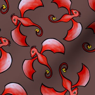 Watercolor Dragons - Crimson
