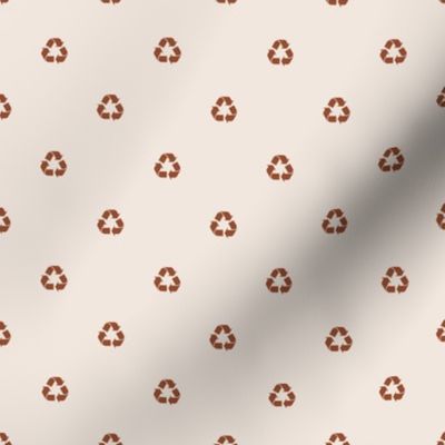 Recycling Symbol - Burnt Sienna Brown on an Off White Cement Background