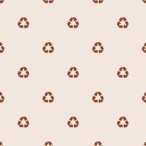 Recycling Symbol - Burnt Sienna Brown on an Off White Cement Background