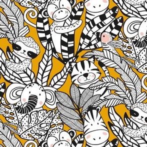 Joyful Jungle Hide and Seek Yellow Background  L