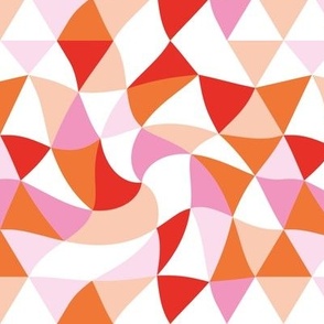 Geometric minimalist triangle swirls nineties trend retro triangles in red pink girls