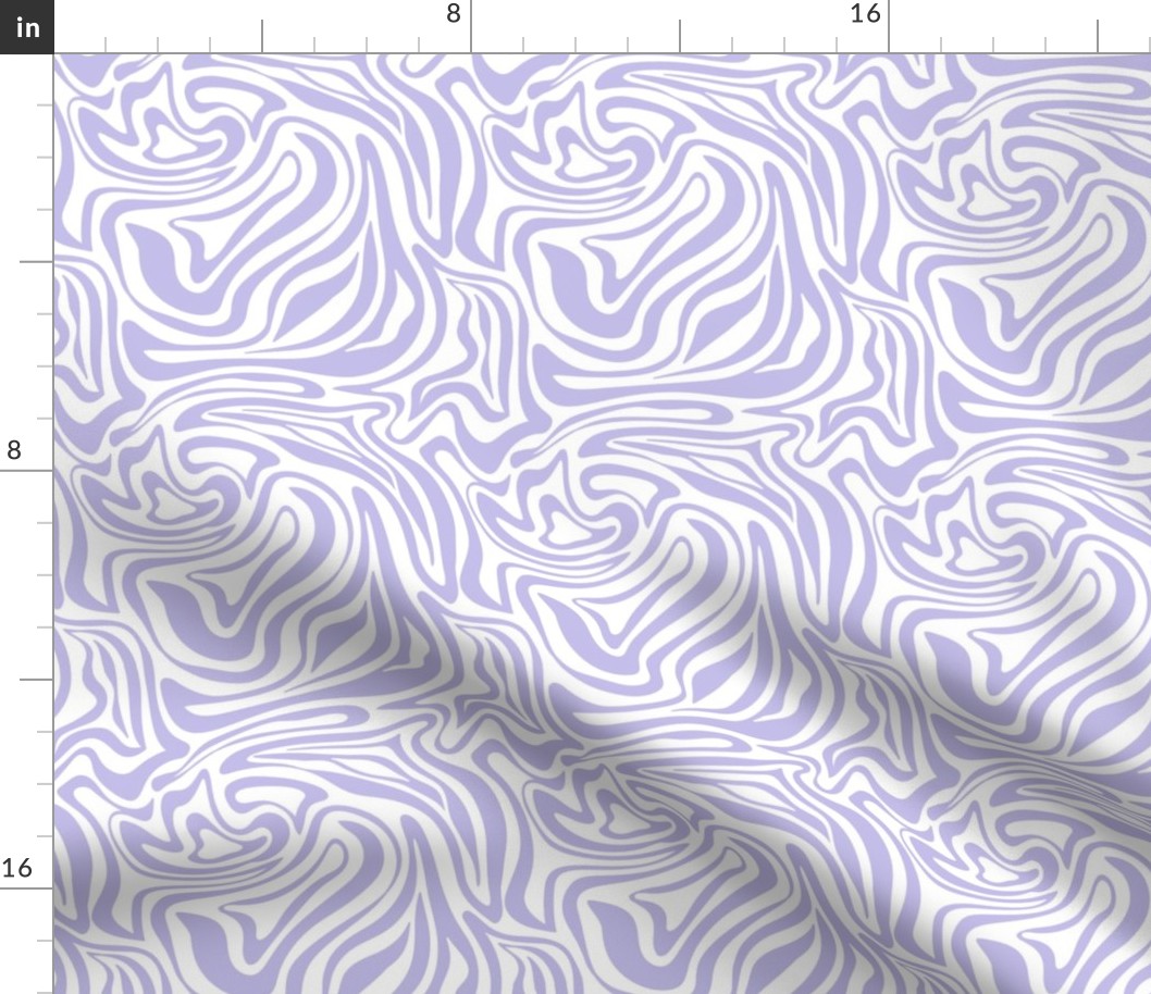 Groovy liquid nineties swirls - Vintage abstract organic shapes and retro psychedelic seventies design baby nursery lilac purple on white