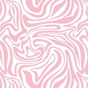 Groovy liquid nineties swirls - Vintage abstract organic shapes and retro psychedelic seventies design baby nursery bubblegum pink on white girls