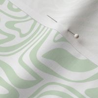 Groovy liquid nineties swirls - Vintage abstract organic shapes and retro psychedelic seventies design baby nursery mint green on white