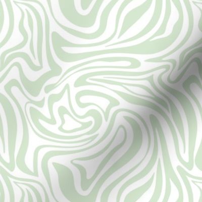 Groovy liquid nineties swirls - Vintage abstract organic shapes and retro psychedelic seventies design baby nursery mint green on white