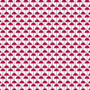 Ditsy Red Umbrellas - Red and Black on a White (Unprinted) Background