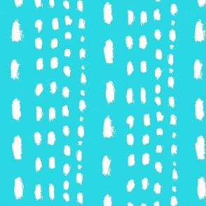 dot dot dash painterly, turquoise and white