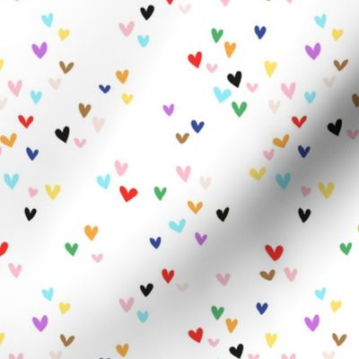 Love is love - Happy pride month inclusive colorful rainbow hearts on white