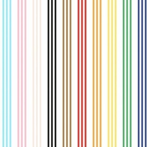 Love is love - Happy pride month inclusive colorful vertical stripes triple strokes design basic on white