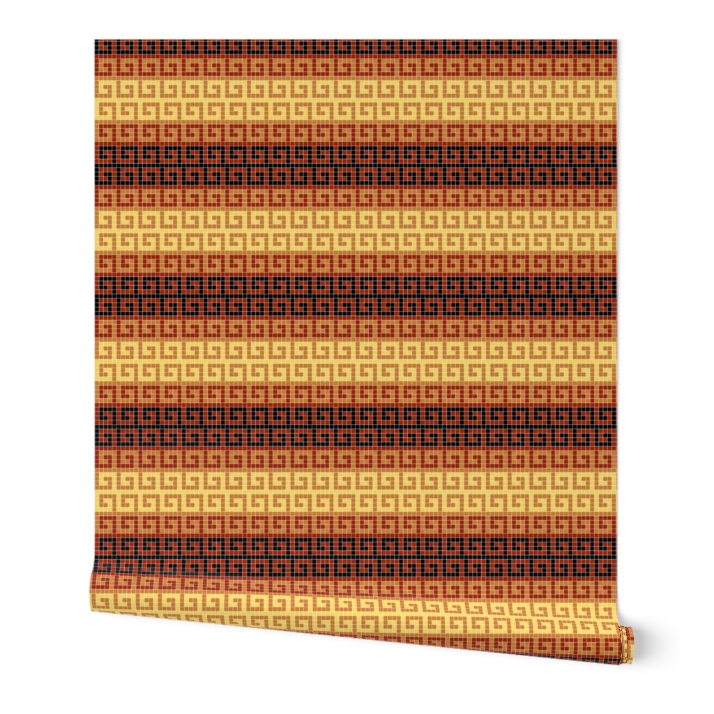 01322760 : greek key mosaic stripe : terracotta