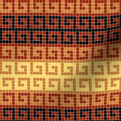 01322760 : greek key mosaic stripe : terracotta