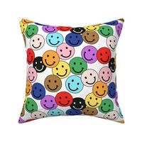 Love is love - Happy pride month inclusive colorful rainbow smileys happy nineties design on white LARGE