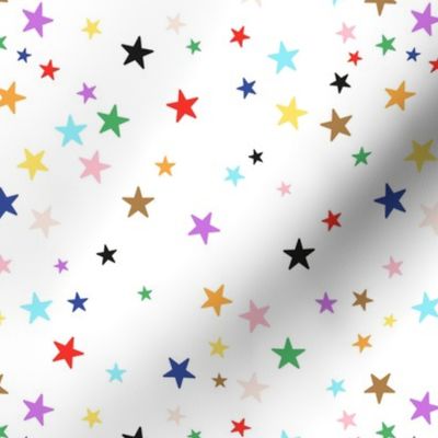 Love is love - Happy pride month inclusive colorful rainbow stars on white
