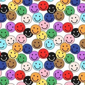 Love is love - Happy pride month inclusive colorful rainbow smileys happy nineties design on white SMALL