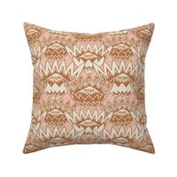 field of king protea flower motifs - earthy spice and vintage pink on LINEN