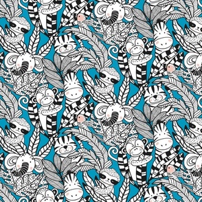 Joyful Jungle Hide and Seek Blue Background M