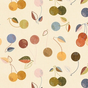 Charming Cherries | M-L size | 19" | Grid | Natural tones