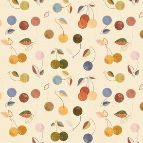 Charming Cherries | M size | 12" I Grid | Natural tones