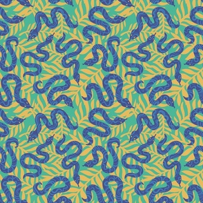Blue Snakes on Teal