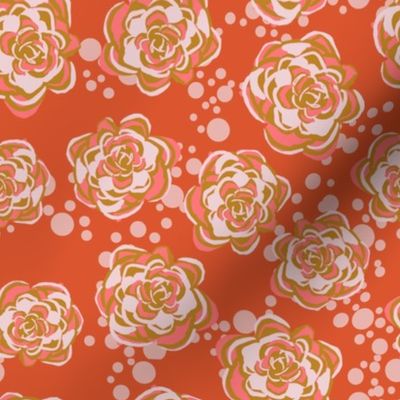 funky orange roses and dots