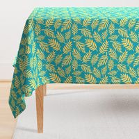 Gold Leaves on Teal