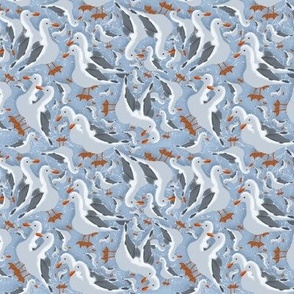 TRP1 - Ditsy Seagulls on Ocean Texture -  Digitally Hand Drawn
