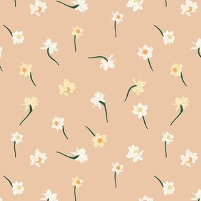 6" Repeat Spring Daffodil Pattern Medium Scale | Peach Orange MK003