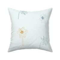 20" Repeat Simple Sketched Daffodil Pattern Large Scale | Teal Yellow MK003