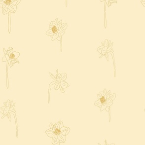 20" Repeat Simple Sketched Daffodil Pattern Large Scale | Yellow MK003