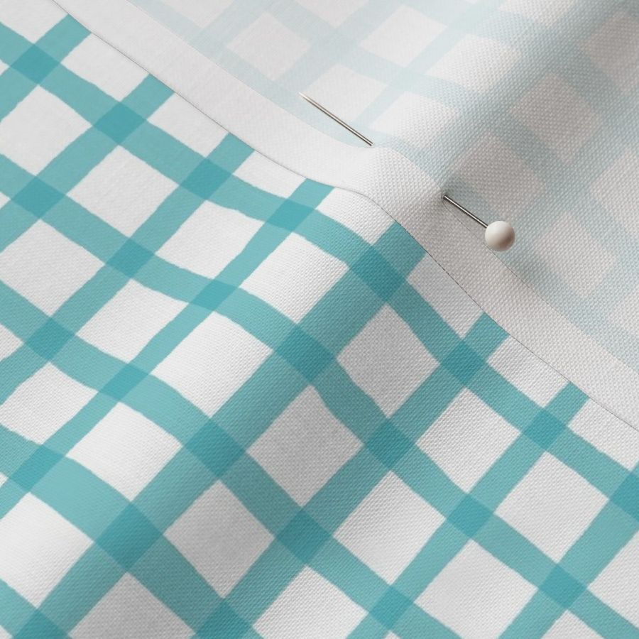 Hand Painted Gingham in Teal