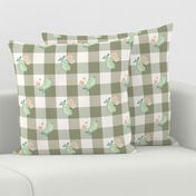 Mint Green Pears Gingham - Olive Green