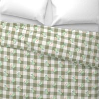 Mint Green Pears Gingham - Olive Green