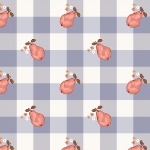 Red Pears Gingham - Lavender Grey