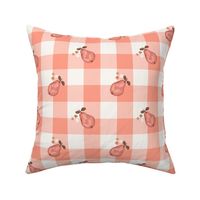 Red Pears Gingham - Peony Coral