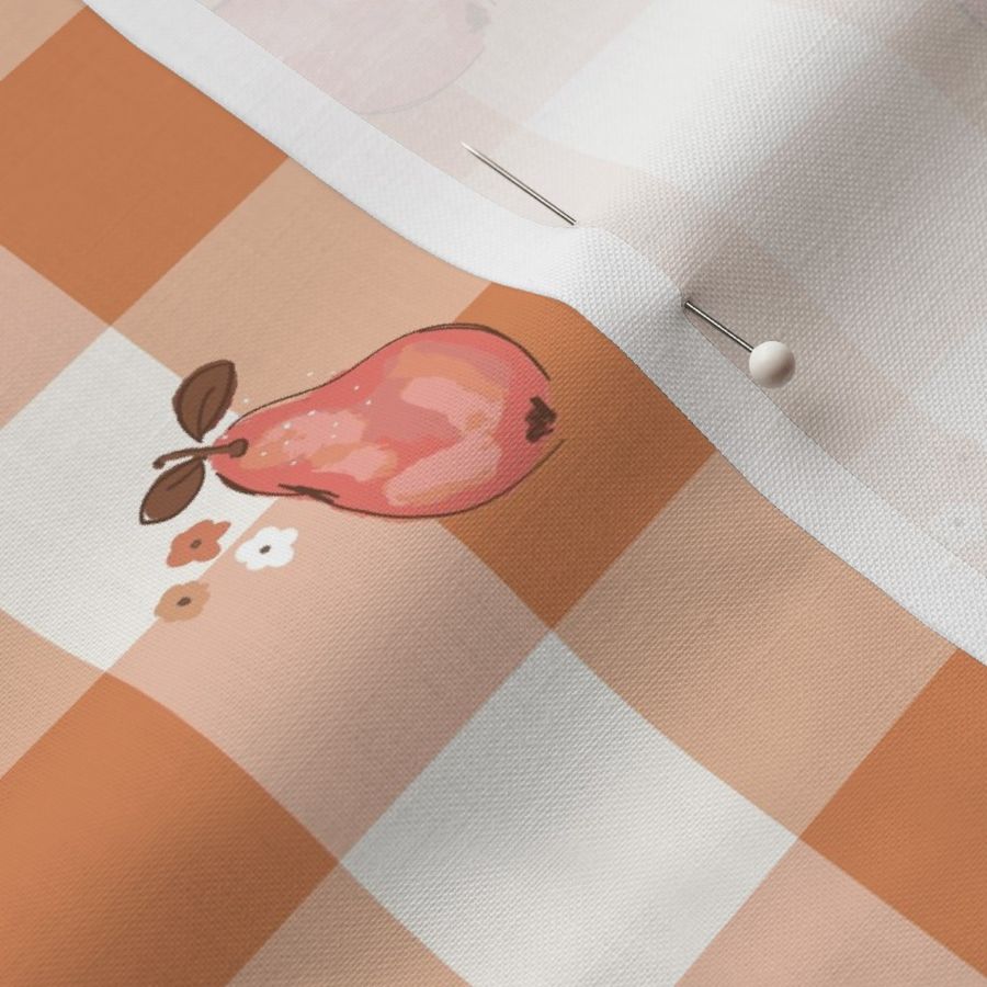 Red Pears Gingham - Rust Orange