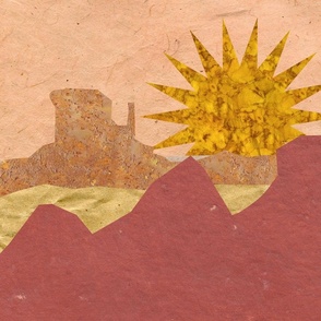 Textured Papercut Canyon Sunset - 27x18 Wall Art Landscape
