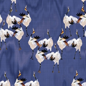 Dance of the Painted Cranes, Sapphire Blue Large Scale