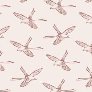 Mid Century Modern Birds - Vintage Wallpaper & Fabric in Pink & Muted Red