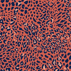 Leopard Spots Cobalt Orange