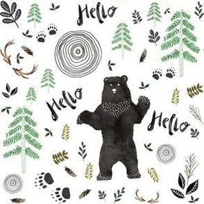 6" Hello Woodland Watercolor Bear