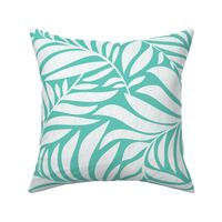 Flowing Leaves Botanical - Aqua White Large Scale