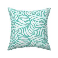 Flowing Leaves Botanical - Aqua White Regular Scale