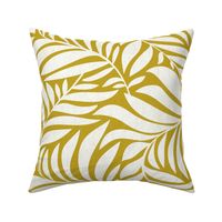 Flowing Leaves Botanical - Olive Yellow Green White Large Scale