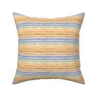 Summer Beach Sunrise Watercolor Broad Stripes Horizontal - Ditsy -  Blue Orange Yellow Beach Colors Gender Neutral Pastels