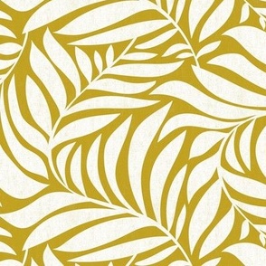 Flowing Leaves Botanical - Olive Yellow Green White Regular Scale