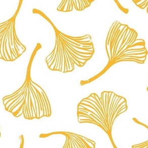 Block Print Ginkgo Leaves Yellow Gold by Angel Gerardo - Large Scale
