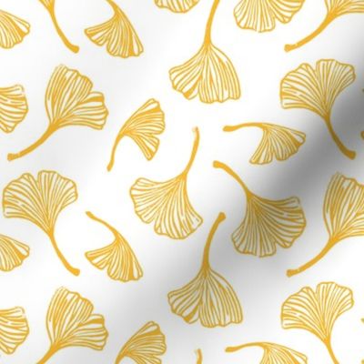 Block Print Ginkgo Leaves Yellow Gold by Angel Gerardo
